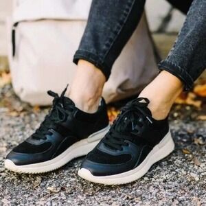 EVERLANE O By Everlane The Leather Trainer Sneaker Women Shoes Black Sz 7 NEW